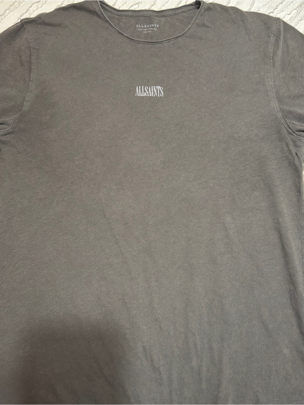 AllSaints Men's Short-Sleeve Logo Tee in olive size Large